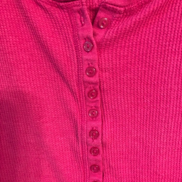 Bright Pink Henley - Picture 2 of 4